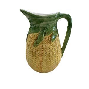 Vintage Valli Made In Italy Corn Pitcher 8.5" High Country Cottage Farmhouse Sty